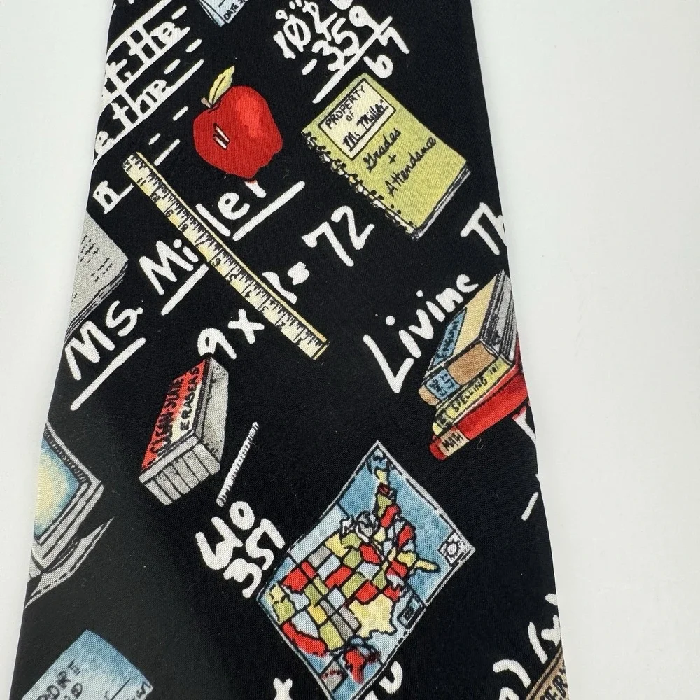 Nicole Miller Studio Teacher Novelty Tie Math Science Chalkboard Neck Tie 1996